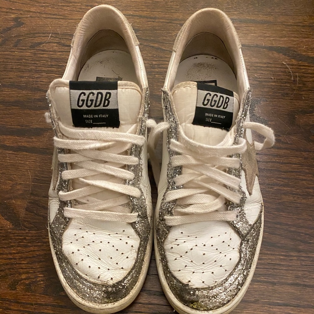 Golden Goose white glitter ball star size 38